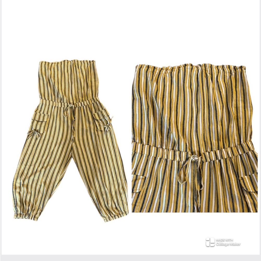 Thread Story Yellow Striped Sleeveless Tube Top One Piece Outfit NWOT Large - Picture 5 of 10